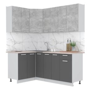 ГОТОВАЯ КУХНЯ ЛАЙТ 1,2X1,9 (БЕТОН/ АНТРАЦИТ)