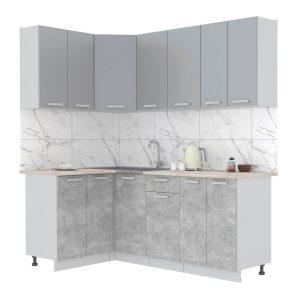 ГОТОВАЯ КУХНЯ ЛАЙТ 1,2X2,0 (СЕРЕБРО/ БЕТОН)