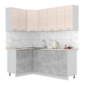 ГОТОВАЯ КУХНЯ ЛАЙТ 1,2X2,0 (ВУДЛАЙН КРЕМОВЫЙ/ БЕТОН)