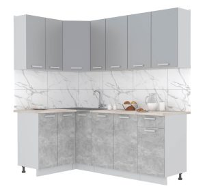 ГОТОВАЯ КУХНЯ ЛАЙТ 1,2X2,1 (СЕРЕБРО/ БЕТОН)