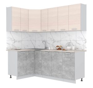 ГОТОВАЯ КУХНЯ ЛАЙТ 1,2X2,1 (ВУДЛАЙН КРЕМОВЫЙ/ БЕТОН)