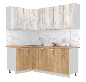 ГОТОВАЯ КУХНЯ ЛАЙТ 1,2X2,1 (ДУБ БЕЛЫЙ/ ДУБ ЗОЛОТОЙ)