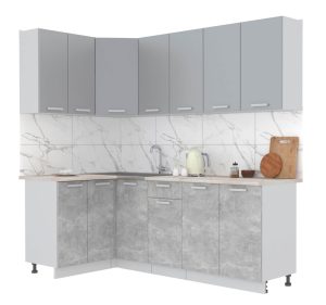 ГОТОВАЯ КУХНЯ ЛАЙТ 1,2X2,2 (СЕРЕБРО/ БЕТОН)