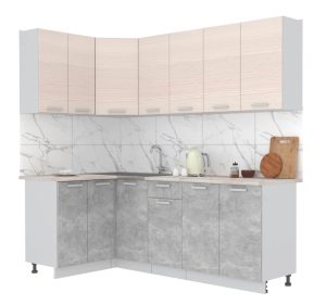 ГОТОВАЯ КУХНЯ ЛАЙТ 1,2X2,2 (ВУДЛАЙН КРЕМОВЫЙ/ БЕТОН)