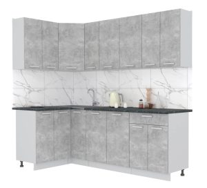 ГОТОВАЯ КУХНЯ ЛАЙТ 1,2X2,3 (БЕТОН/ БЕТОН)