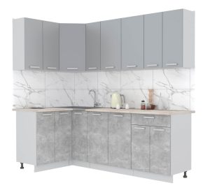 ГОТОВАЯ КУХНЯ ЛАЙТ 1,2X2,3 (СЕРЕБРО/ БЕТОН)