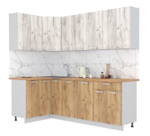 ГОТОВАЯ КУХНЯ ЛАЙТ 1,2X2,3 (ДУБ БЕЛЫЙ/ ДУБ ЗОЛОТОЙ)