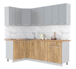 ГОТОВАЯ КУХНЯ ЛАЙТ 1,2X2,3 (СЕРЕБРО/ ДУБ ЗОЛОТОЙ)