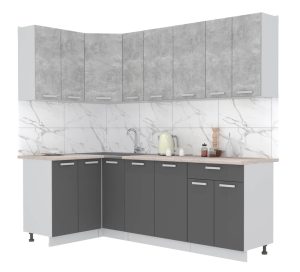 ГОТОВАЯ КУХНЯ ЛАЙТ 1,2X2,3 (БЕТОН/ АНТРАЦИТ)