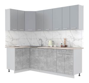 ГОТОВАЯ КУХНЯ ЛАЙТ 1,2X2,4 (СЕРЕБРО/ БЕТОН)