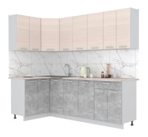 ГОТОВАЯ КУХНЯ ЛАЙТ 1,2X2,4 (ВУДЛАЙН КРЕМОВЫЙ/ БЕТОН)