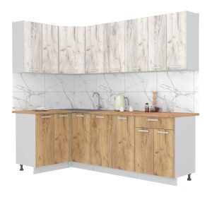 ГОТОВАЯ КУХНЯ ЛАЙТ 1,2X2,4 (ДУБ БЕЛЫЙ/ ДУБ ЗОЛОТОЙ)