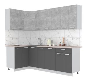 ГОТОВАЯ КУХНЯ ЛАЙТ 1,2X2,4 (БЕТОН/ АНТРАЦИТ)