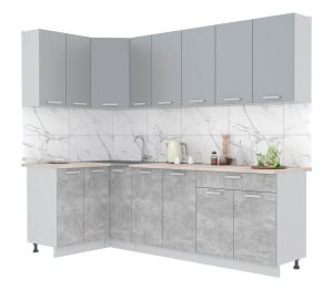 ГОТОВАЯ КУХНЯ ЛАЙТ 1,2X2,5 (СЕРЕБРО/ БЕТОН)