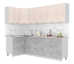 ГОТОВАЯ КУХНЯ ЛАЙТ 1,2X2,5 (ВУДЛАЙН КРЕМОВЫЙ/ БЕТОН)