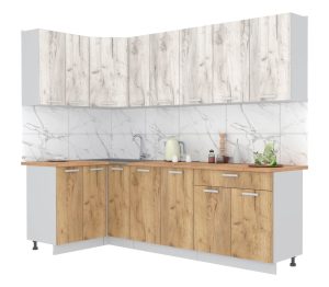 ГОТОВАЯ КУХНЯ ЛАЙТ 1,2X2,5 (ДУБ БЕЛЫЙ/ ДУБ ЗОЛОТОЙ)