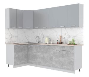 ГОТОВАЯ КУХНЯ ЛАЙТ 1,2X2,6 (СЕРЕБРО/ БЕТОН)