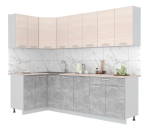 ГОТОВАЯ КУХНЯ ЛАЙТ 1,2X2,6 (ВУДЛАЙН КРЕМОВЫЙ/ БЕТОН)