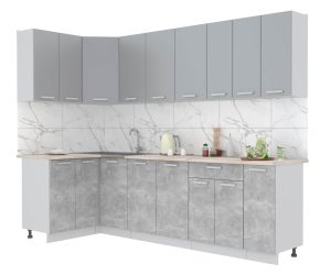 ГОТОВАЯ КУХНЯ ЛАЙТ 1,2X2,7 (СЕРЕБРО/ БЕТОН)