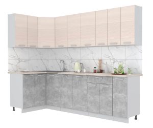 ГОТОВАЯ КУХНЯ ЛАЙТ 1,2X2,7 (ВУДЛАЙН КРЕМОВЫЙ/ БЕТОН)
