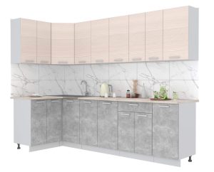 ГОТОВАЯ КУХНЯ ЛАЙТ 1,2X2,8 (ВУДЛАЙН КРЕМОВЫЙ/ БЕТОН)