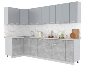 ГОТОВАЯ КУХНЯ ЛАЙТ 1,2X3,0 (СЕРЕБРО/ БЕТОН)