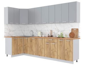 ГОТОВАЯ КУХНЯ ЛАЙТ 1,2X3,0 (СЕРЕБРО/ ДУБ ЗОЛОТОЙ)