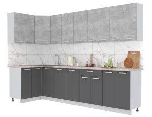 ГОТОВАЯ КУХНЯ ЛАЙТ 1,2X3,0 (БЕТОН/ АНТРАЦИТ)