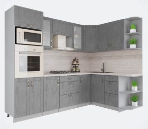 ГОТОВАЯ КУХНЯ КРАФТ 1,68Х2,6 (ДУБ СЕРЫЙ/ ДУБ СЕРЫЙ)