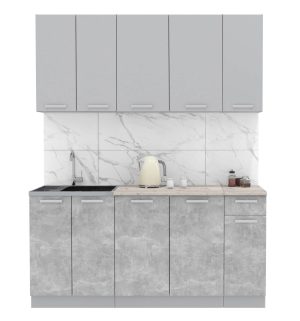 ГОТОВАЯ КУХНЯ ЛАЙТ 1,7-60 (СЕРЕБРО/ БЕТОН)