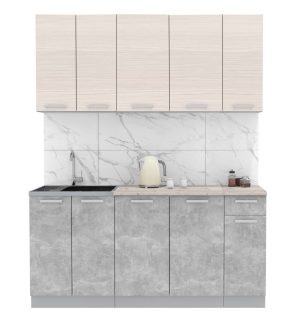 ГОТОВАЯ КУХНЯ ЛАЙТ 1,7-60 (ВУДЛАЙН КРЕМОВЫЙ/ БЕТОН)