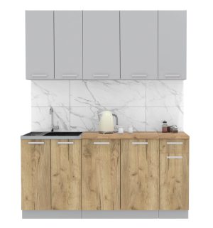 ГОТОВАЯ КУХНЯ ЛАЙТ 1,7-60 (СЕРЕБРО/ ДУБ ЗОЛОТОЙ)