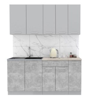 ГОТОВАЯ КУХНЯ ЛАЙТ 1,7 (СЕРЕБРО/ БЕТОН)