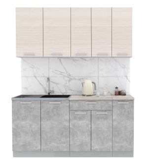 ГОТОВАЯ КУХНЯ ЛАЙТ 1,7 (ВУДЛАЙН КРЕМОВЫЙ/ БЕТОН)