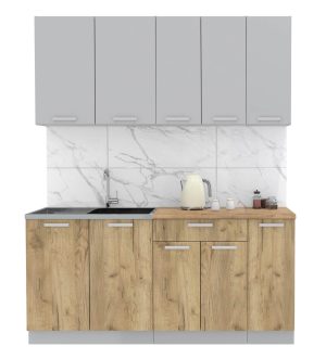 ГОТОВАЯ КУХНЯ ЛАЙТ 1,7 (СЕРЕБРО/ ДУБ ЗОЛОТОЙ)