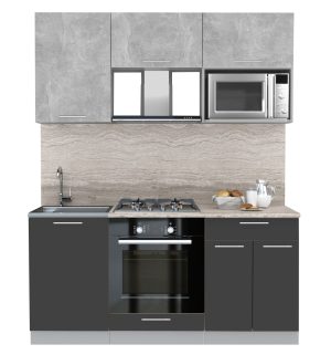 ГОТОВАЯ КУХНЯ "МИЛА17 ВТ" (БЕТОН/ АНТРАЦИТ)