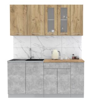 ГОТОВАЯ КУХНЯ МИЛА 1,7 (ДУБ ЗОЛОТОЙ/ БЕТОН)