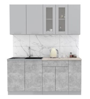 ГОТОВАЯ КУХНЯ МИЛА 1,7 (СЕРЕБРО/ БЕТОН)