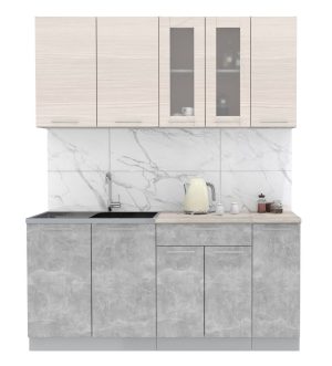 ГОТОВАЯ КУХНЯ МИЛА 1,7 (ВУДЛАЙН КРЕМОВЫЙ/ БЕТОН)