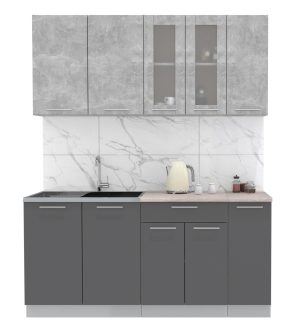 ГОТОВАЯ КУХНЯ МИЛА 1,7 (БЕТОН/ АНТРАЦИТ)