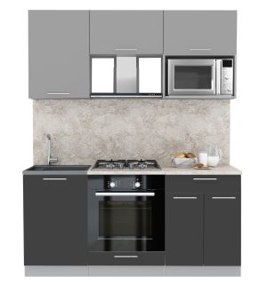 ГОТОВАЯ КУХНЯ МИЛА 1,7 ВТ (СЕРЕБРО/ АНТРАЦИТ)