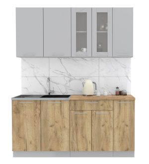 ГОТОВАЯ КУХНЯ МИЛА 1,7 (СЕРЕБРО/ ДУБ ЗОЛОТОЙ)