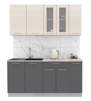 ГОТОВАЯ КУХНЯ МИЛА 1,7 (ВУДЛАЙН КРЕМОВЫЙ/ АНТРАЦИТ)