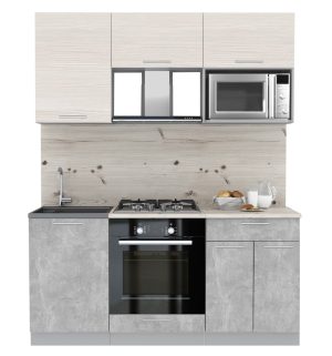 ГОТОВАЯ КУХНЯ МИЛА 1,7 ВТ (ВУДЛАЙН КРЕМОВЫЙ/ БЕТОН)