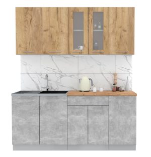 ГОТОВАЯ КУХНЯ МИЛА 1,8 (ДУБ ЗОЛОТОЙ/ БЕТОН)