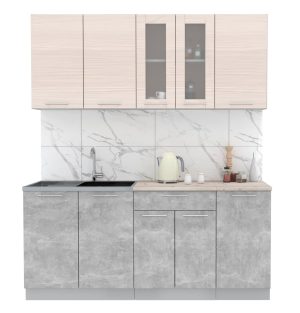 ГОТОВАЯ КУХНЯ МИЛА 1,8 (ВУДЛАЙН КРЕМОВЫЙ/ БЕТОН)