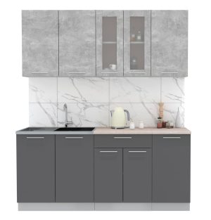 ГОТОВАЯ КУХНЯ МИЛА 1,8 (БЕТОН/ АНТРАЦИТ)