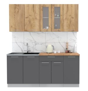 ГОТОВАЯ КУХНЯ МИЛА 1,8 (ДУБ ЗОЛОТОЙ/ АНТРАЦИТ)