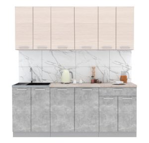 ГОТОВАЯ КУХНЯ ЛАЙТ 2,0-60 (ВУДЛАЙН КРЕМОВЫЙ/ БЕТОН)