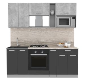 ГОТОВАЯ КУХНЯ МИЛА 2,0 ВТ (БЕТОН/ АНТРАЦИТ)